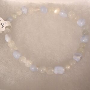 Blue Lace Agate And Moonstone Beaded Stretch Bracelet